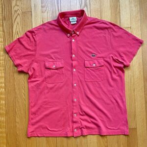 Lacoste Alligator Men’s Short Sleeve Dress Shirt Slim Fit 7 XL Pink Solid